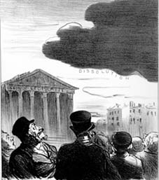 "Crèvera ! Crèvera pas ! " dessin de Daumier commentant les événements du 16 mai 1877