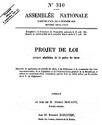 PJL AN 1981 abolition peine de mort PJL AN 1981 abolition peine de mort